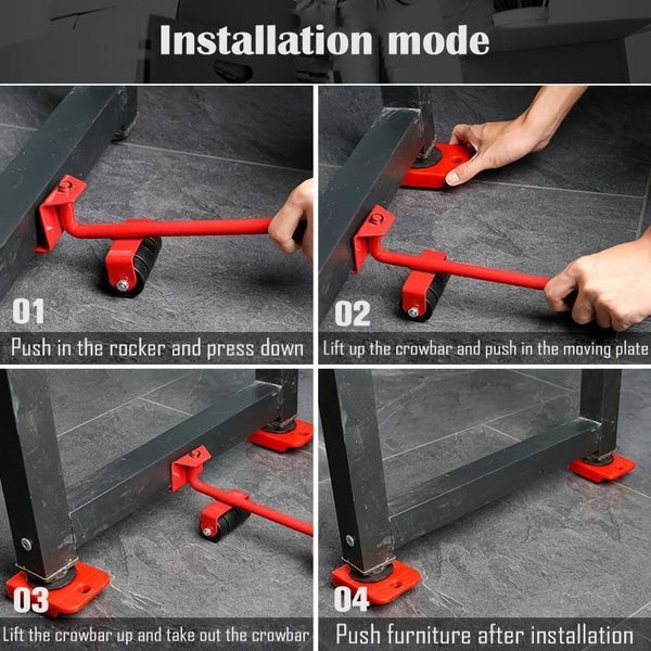 4-Piece Heavy Duty Furniture Lifter & Mover Set – Easy Moving Tool Kit, 150kg Capacity